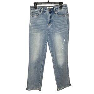 Bayeas Los Angeles Light Wash Distressed Straight Leg Jeans Size 28